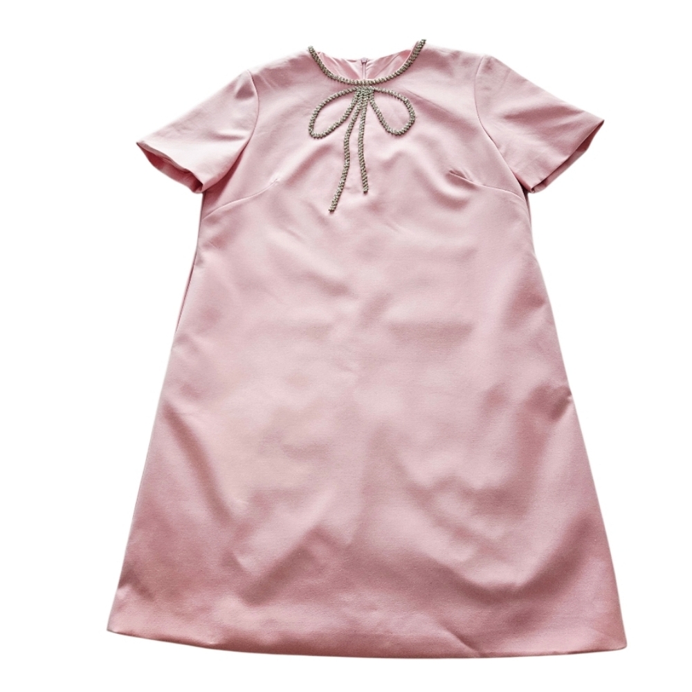 NWOT Pink Baby Pink  Dress with Embellished Sworowski Cristals Neckline - Picture 5 of 8